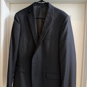 Calvin Klein Extreme Slim Fit Black Plaid 100% Wool Suit 44L 37W NWT